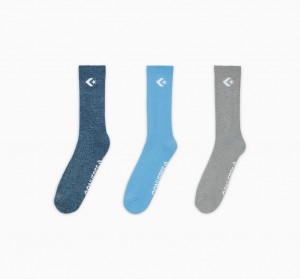 Converse 3-Pack Embroidered Crew Socks Blå Blå | 86094YBXS