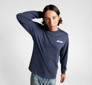 Converse All Star Vinter Chill Long-Sleeve T-Shirt Blå | 06941QAUL