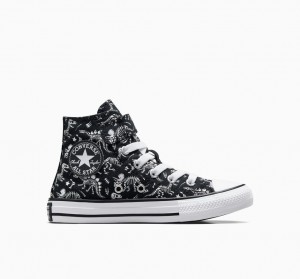 Converse Chuck Taylor All Star Easy-On Dinos Sort Hvide Hvide | 70981IOKD