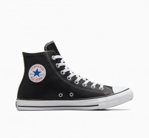 Converse Chuck Taylor All Star Læder Sort | 62148SFKD