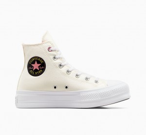 Converse Chuck Taylor All Star Lift Platform Alchemy Embroidery Sort Lyserød | 95076IXHN