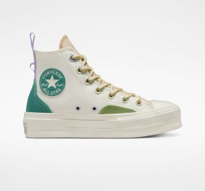 Converse Chuck Taylor All Star Lift Platform Colorblock Overlay Egret / Oat Milk / Algae Coast | 52361XOUC