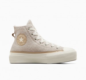 Converse Chuck Taylor All Star Lift Platform Faux Mohair Egret / Epic Dune / Egret | 50498UDCF