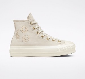 Converse Chuck Taylor All Star Lift Platform Golden Elements Lyseguld | 70198ISHE