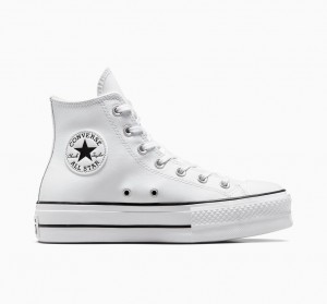 Converse Chuck Taylor All Star Lift Platform Læder Hvide Sort Hvide | 80643PVIR