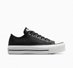 Converse Chuck Taylor All Star Lift Platform Læder Sort Sort Hvide | 38527OALQ