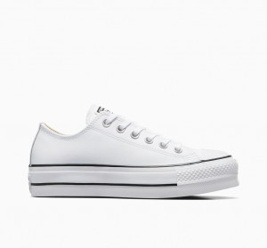 Converse Chuck Taylor All Star Lift Platform Læder Hvide Sort Hvide | 85793MHRW