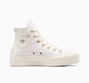 Converse Chuck Taylor All Star Lift Platform Tiny Tattoos Hvide Blå | 09437AFPR