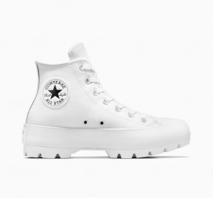 Converse Chuck Taylor All Star Lugged Læder Hvide Sort Hvide | 40285CEKM