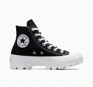 Converse Chuck Taylor All Star Lugged Sort Hvide Sort | 81593AZRY