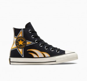 Converse Chuck Taylor All Star Moto Sort Hvide Gul | 87659HVCR