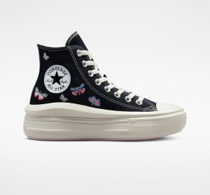 Converse Chuck Taylor All Star Move Platform Butterfly Wings Sort Lyserød | 29130XKDO