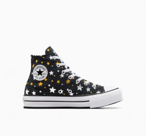 Converse Chuck Taylor All Star Platform Lift Sparkle Sort Sølv Guld | 10632LQCA