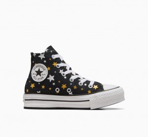 Converse Chuck Taylor All Star Platform Lift Sparkle Sort Sølv Guld | 19827WIPL