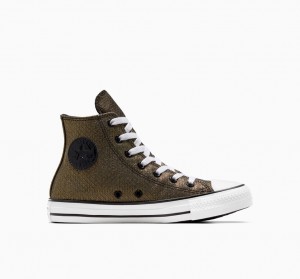 Converse Chuck Taylor All Star Sparkle Sort Guld Hvide | 90814HGJU