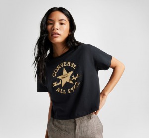 Converse Chuck Taylor Patch Cropped T-Shirt Sort | 57029GNDM