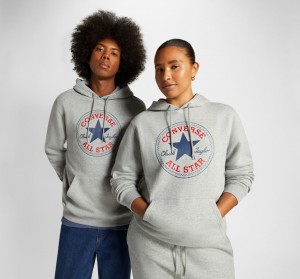 Converse Converse Go-To All Star Patch Standard-Fit Fleece Pullover Hoodie Grå | 16853TPDZ