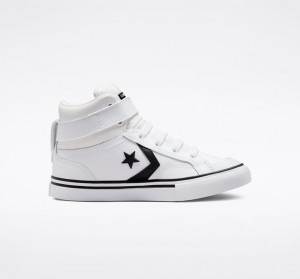 Converse Pro Blaze Páskové Læder Hvide Sort Hvide | 09185DBRU