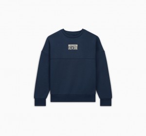 Converse Relaxed Fleece Crew Mørkeblå | 63851EJVI