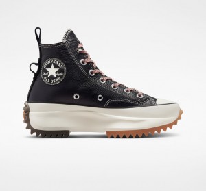 Converse Run Star Hike Platform Læder Sort | 35729ZMCQ