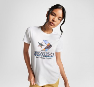 Converse Star Chevron Mountain Grafisk T-Shirt Hvide | 27968HWLB