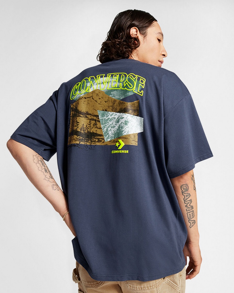 Converse All Star Mountain Remix T-Shirt Blå | 07629XORD