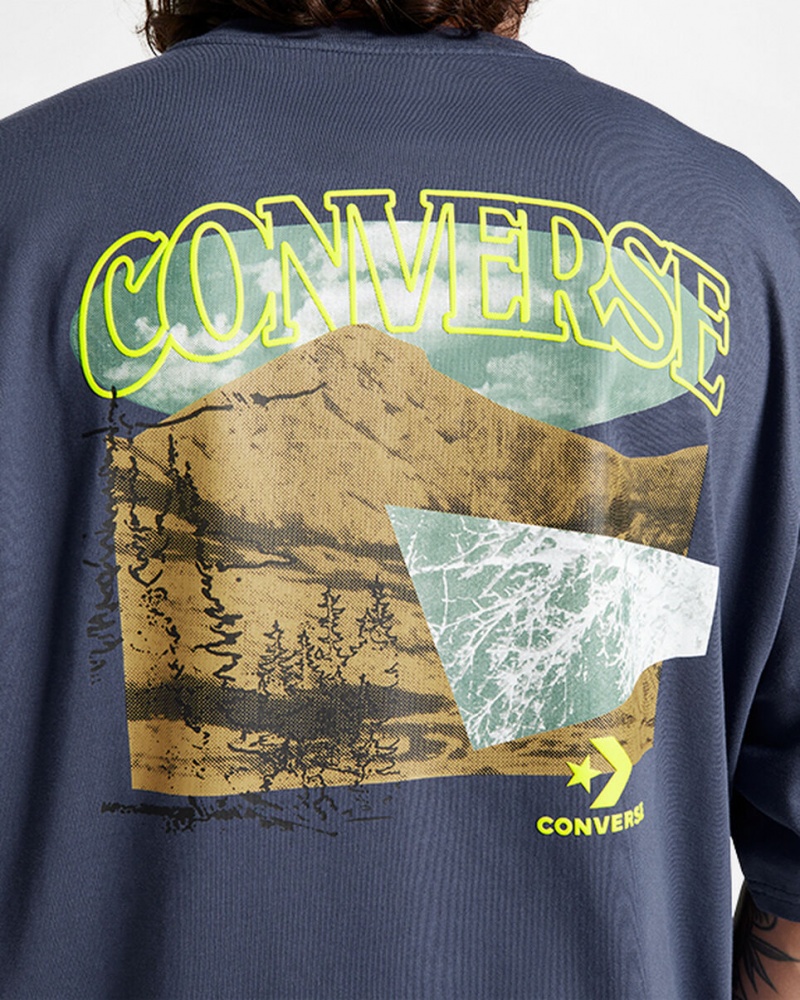 Converse All Star Mountain Remix T-Shirt Blå | 07629XORD