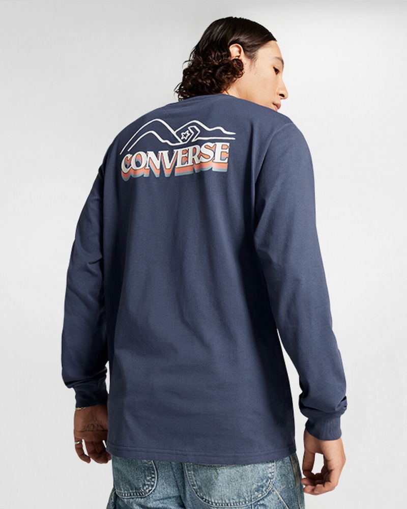 Converse All Star Vinter Chill Long-Sleeve T-Shirt Blå | 47926YQON