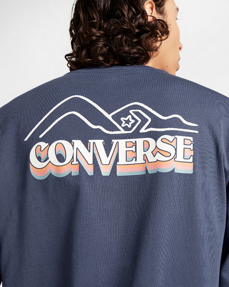 Converse All Star Vinter Chill Long-Sleeve T-Shirt Blå | 47926YQON