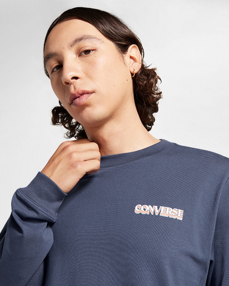 Converse All Star Vinter Chill Long-Sleeve T-Shirt Blå | 47926YQON