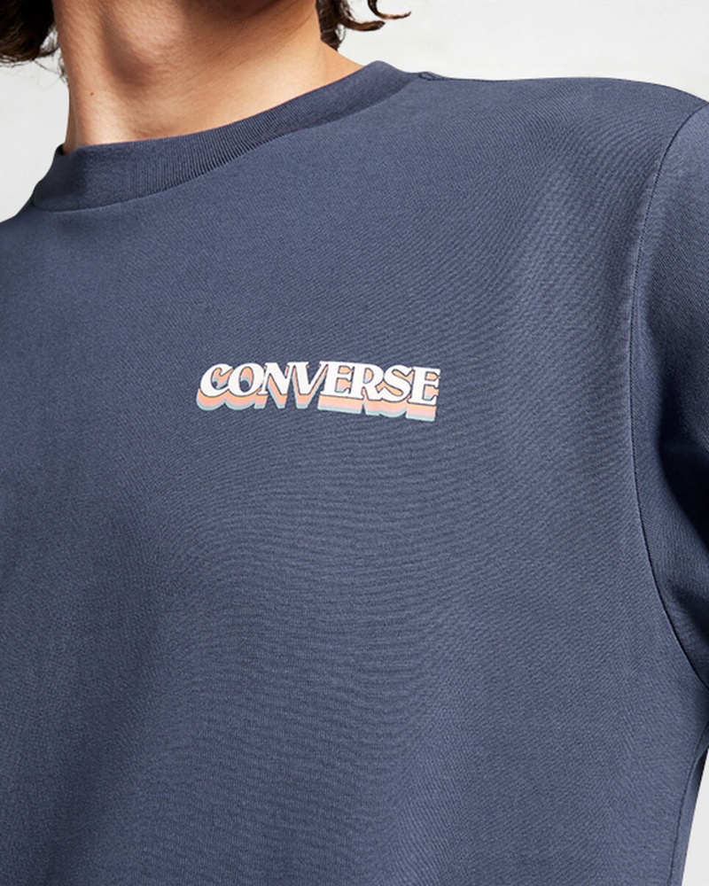 Converse All Star Vinter Chill Long-Sleeve T-Shirt Blå | 47926YQON