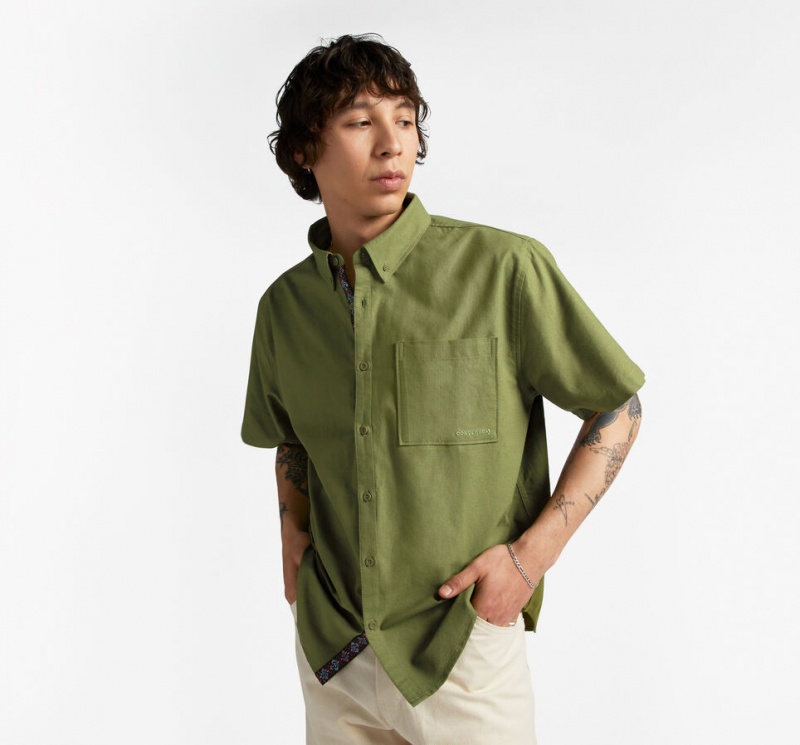 Converse Basic Woven Kort Sleeve Shirt Grøn | 61059ODGY