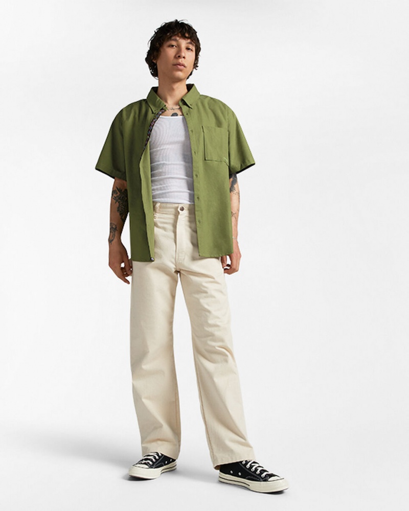 Converse Basic Woven Kort Sleeve Shirt Grøn | 23610DBGQ