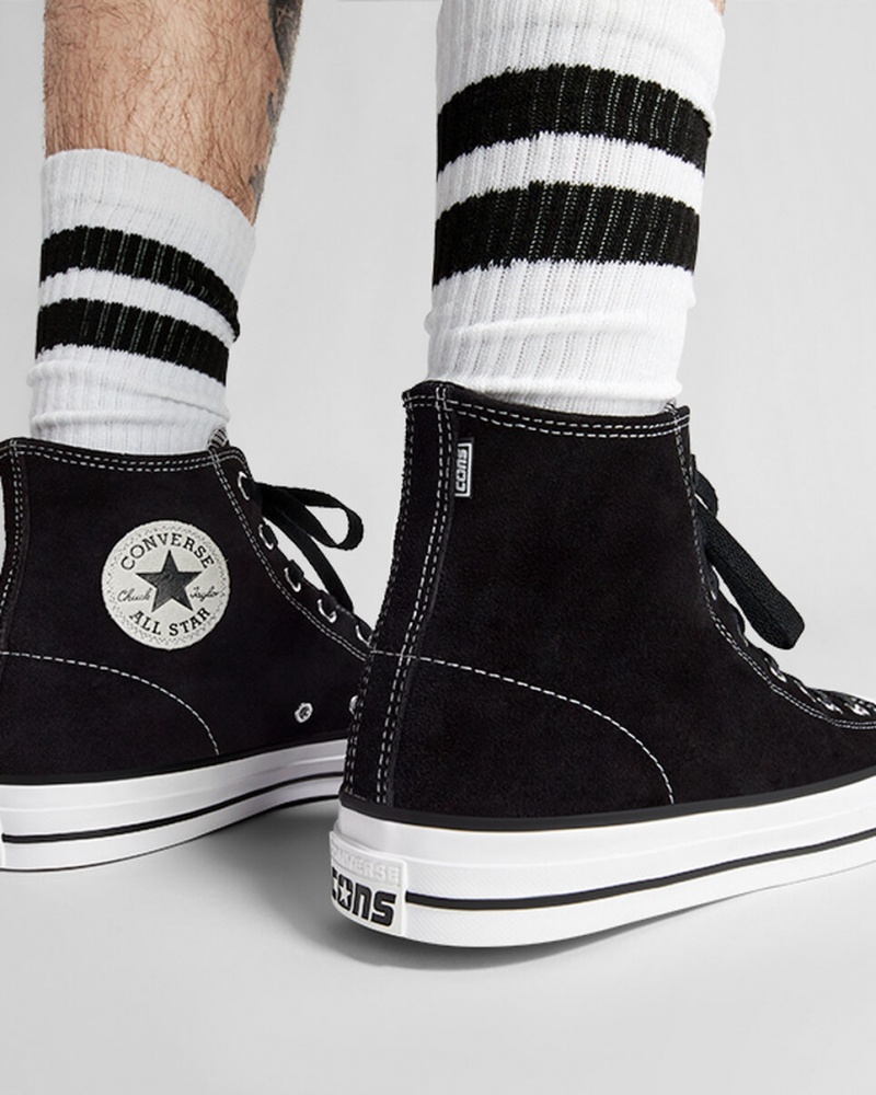 Converse CONS Chuck Taylor All Star Pro Ruskind Sort Sort Hvide | 97062GVIC