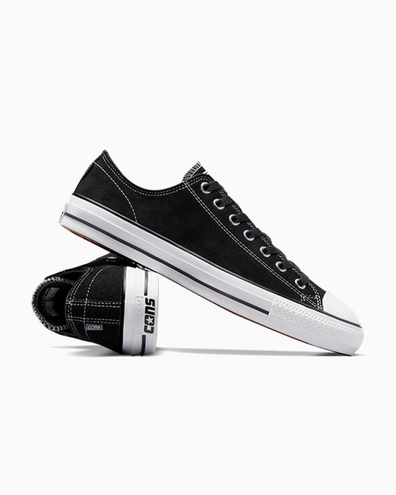 Converse CONS Chuck Taylor All Star Pro Ruskind Sort Sort Hvide | 97256CEXR