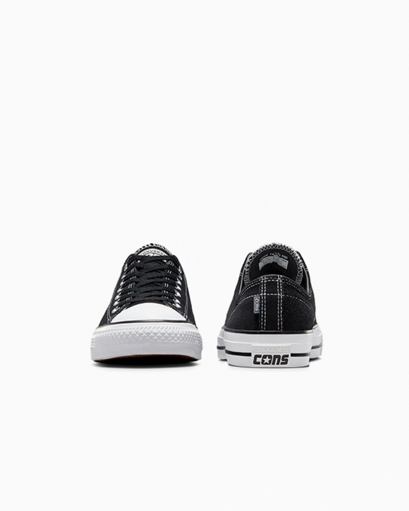 Converse CONS Chuck Taylor All Star Pro Ruskind Sort Sort Hvide | 97256CEXR