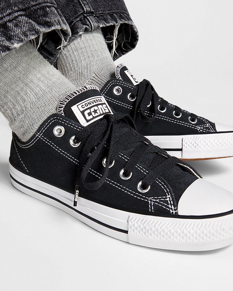 Converse CONS Chuck Taylor All Star Pro Ruskind Sort Sort Hvide | 97256CEXR