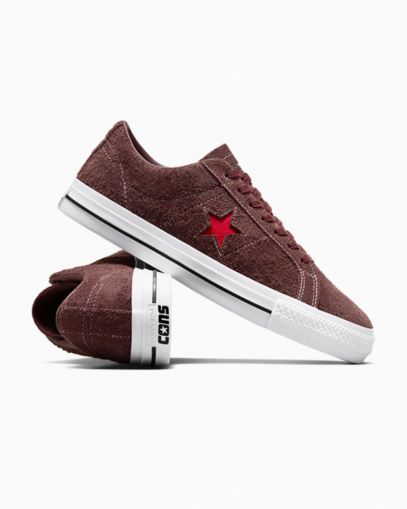 Converse CONS One Star Pro Brune Hvide Rød | 28537WUTR