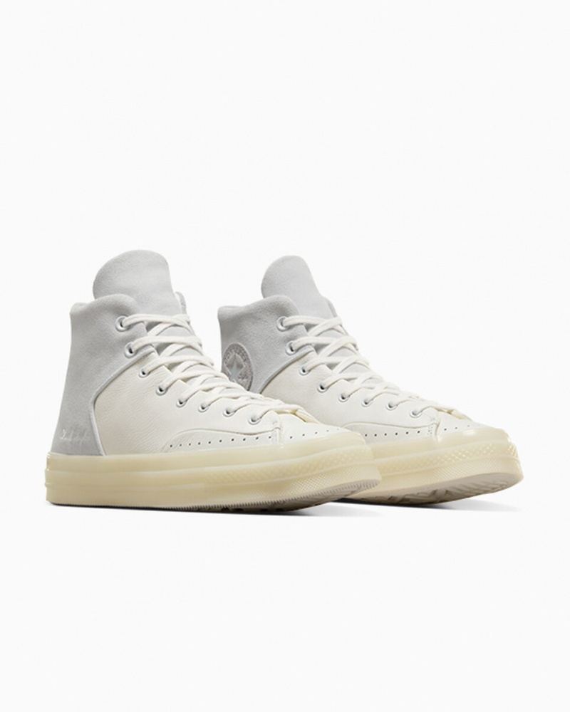 Converse Chuck 70 Marquis Læder Hvide Grå | 75943MBIL