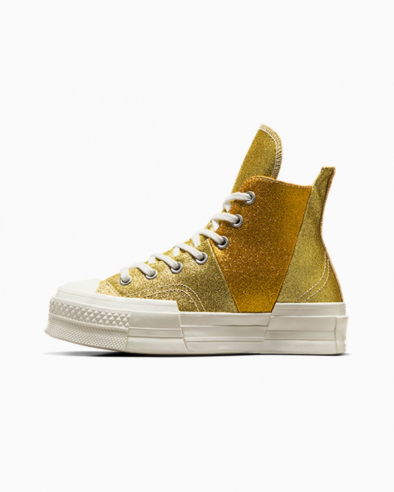 Converse Chuck 70 Plus Glitter Hvide Mørkeguld | 17589PETM