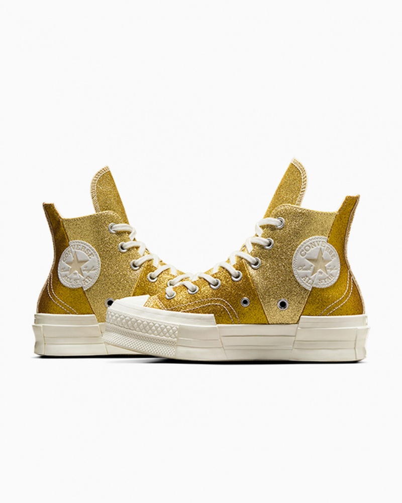 Converse Chuck 70 Plus Glitter Hvide Mørkeguld | 17589PETM