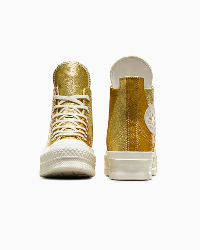 Converse Chuck 70 Plus Glitter Hvide Mørkeguld | 17589PETM