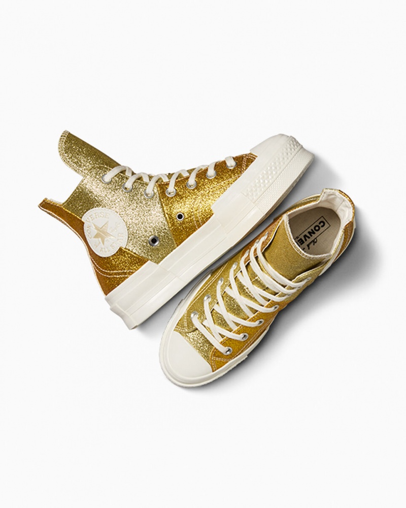 Converse Chuck 70 Plus Glitter Hvide Mørkeguld | 67941ZPLA