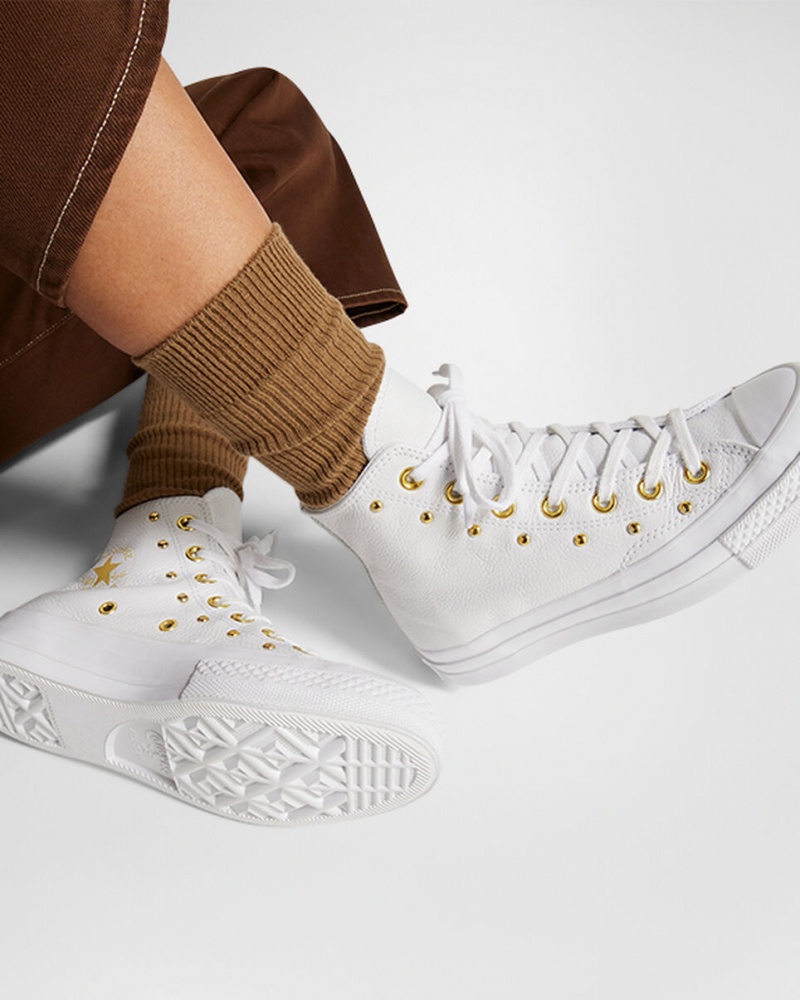 Converse Chuck 70 Star Studded Hvide Hvide Guld | 40531QTOF