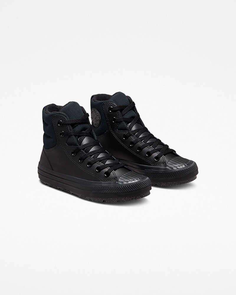 Converse Chuck Taylor All Star Berkshire Boot Læder Sort Sort Grå | 84312LOGM