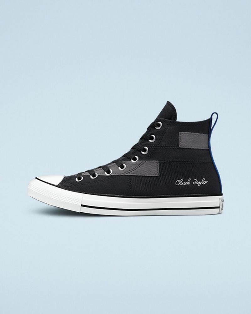 Converse Chuck Taylor All Star Desert Patchwork Sort Blå Hvide | 24679MJXW