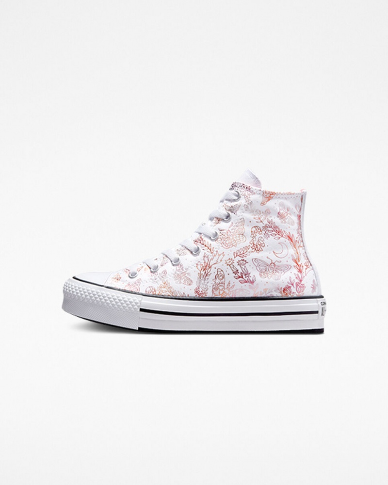 Converse Chuck Taylor All Star EVA Lift Platform Butterfly Shine Hvide Lyserød Sort | 86270PKJX