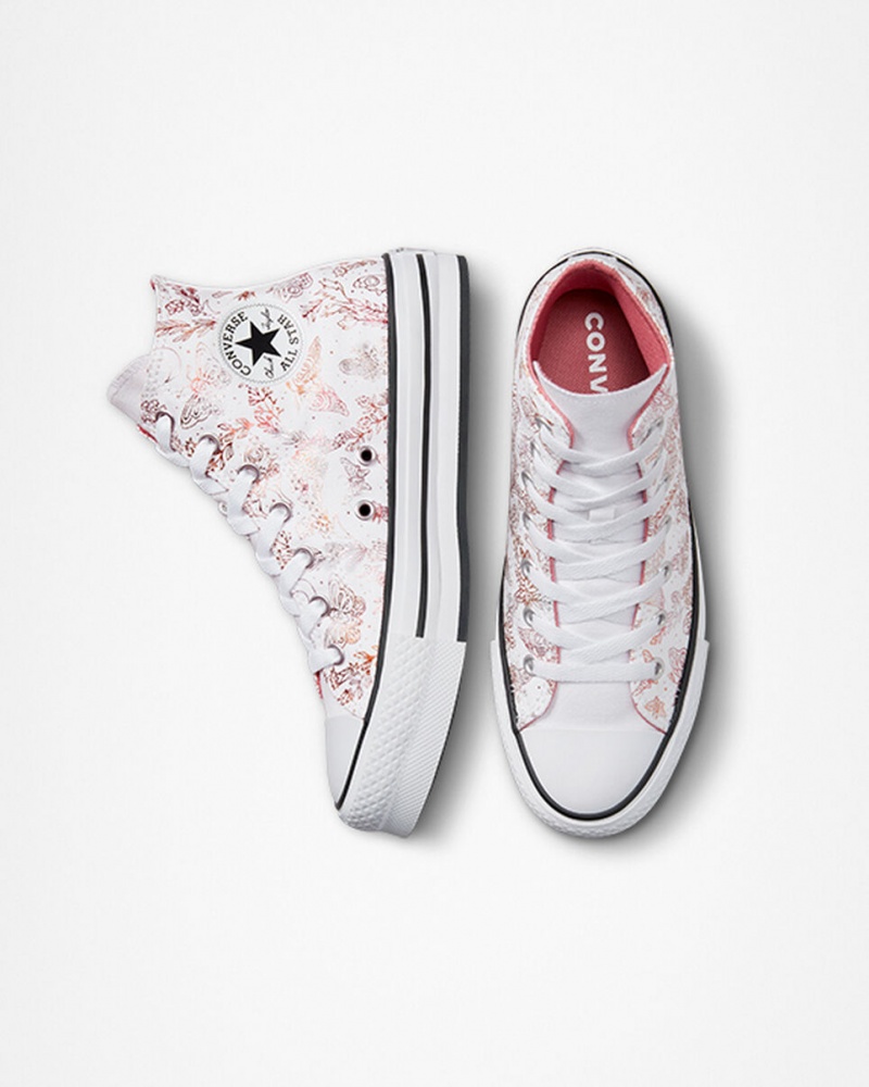 Converse Chuck Taylor All Star EVA Lift Platform Butterfly Shine Hvide Lyserød Sort | 86270PKJX