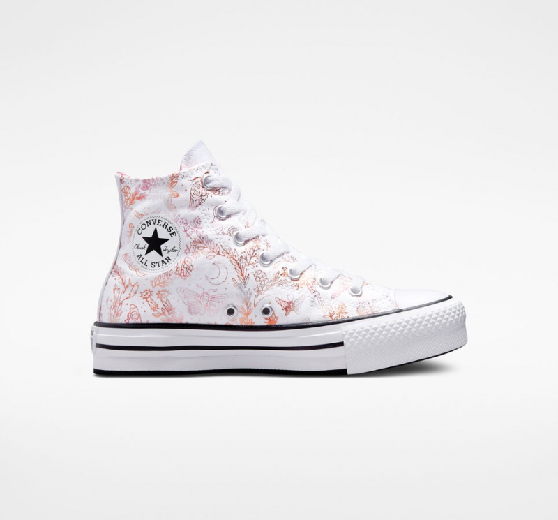 Converse Chuck Taylor All Star EVA Lift Platform Butterfly Shine Hvide Lyserød Sort | 86270PKJX