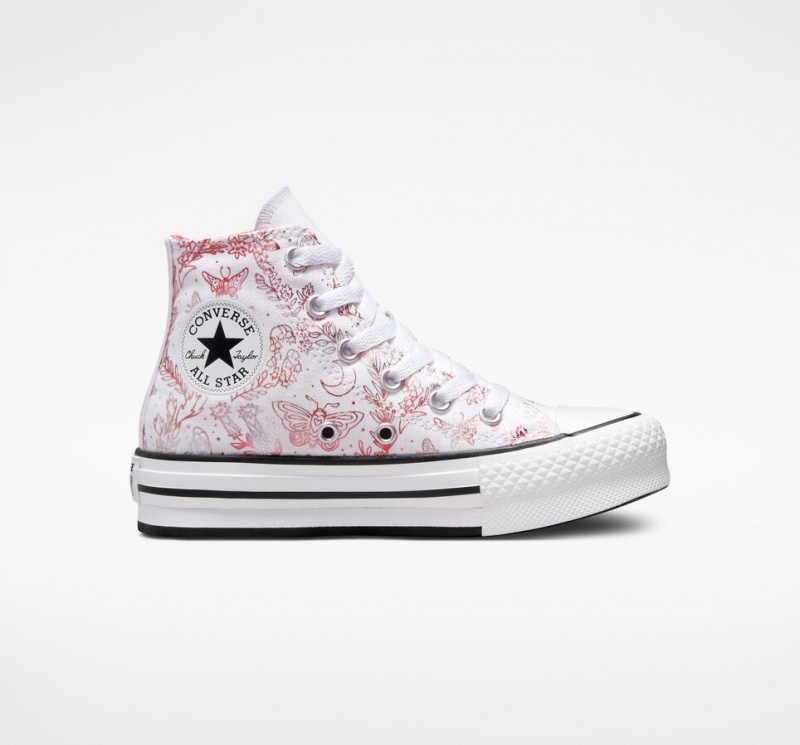 Converse Chuck Taylor All Star EVA Lift Platform Butterfly Shine Hvide Lyserød Sort | 45917BEVP